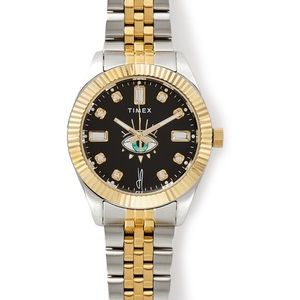 *LOWEST PRICE* TIMEX X JA Jacquie Aiche LEGACY TWO-TONE BLACK TRIBE EYE WATCH